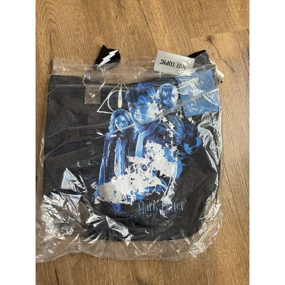 Harry Potter Deathly Hallows Hermione Ron Harry Purse Bag NWT Hot Topic Blue - Picture 1 of 5